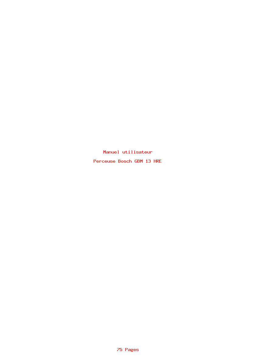 Page 1 de la notice Manuel utilisateur Bosch GBM 13 HRE