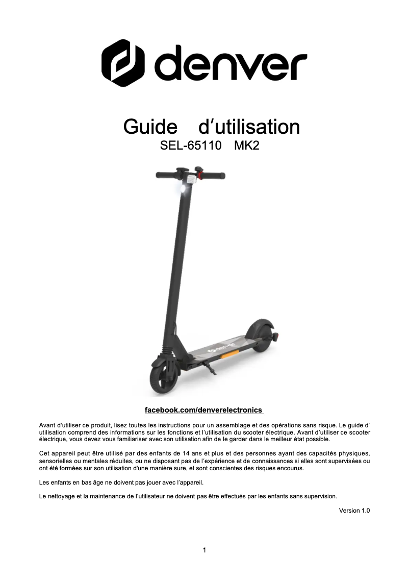 Page 1 de la notice Manuel utilisateur Denver SEL-65110 MK2