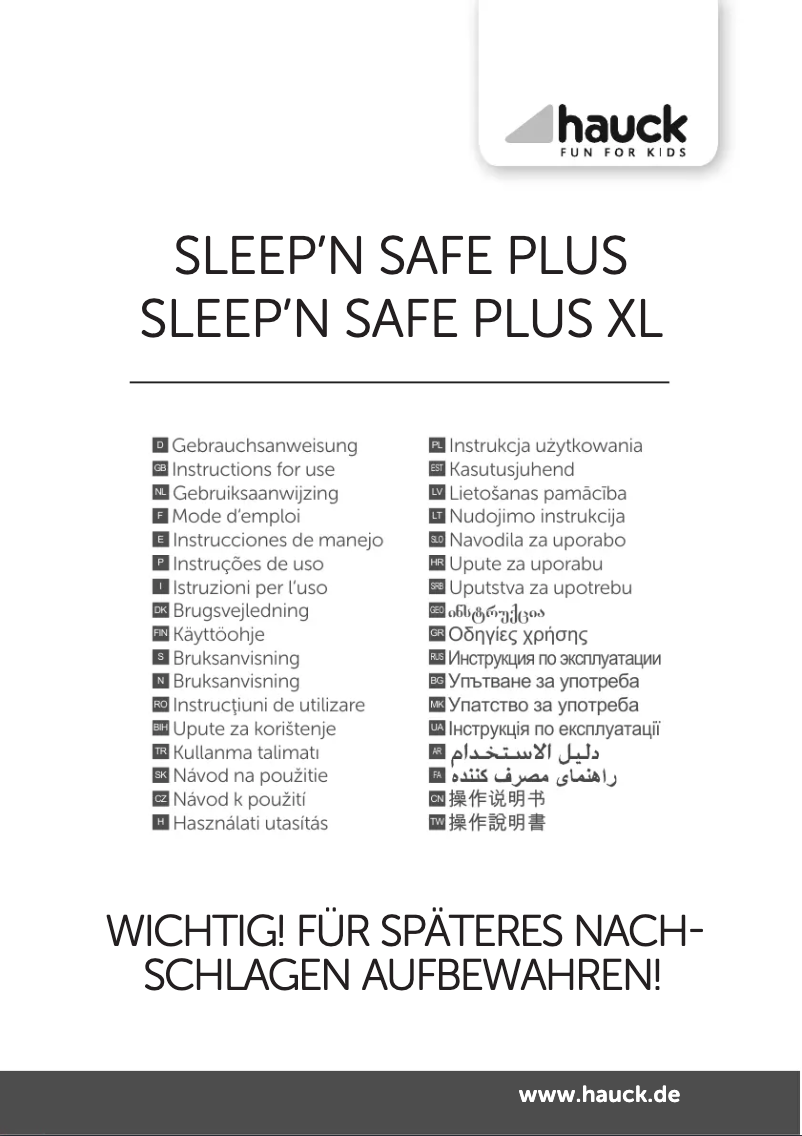 Page 1 de la notice Manuel utilisateur Hauck Sleep N Safe Plus XL