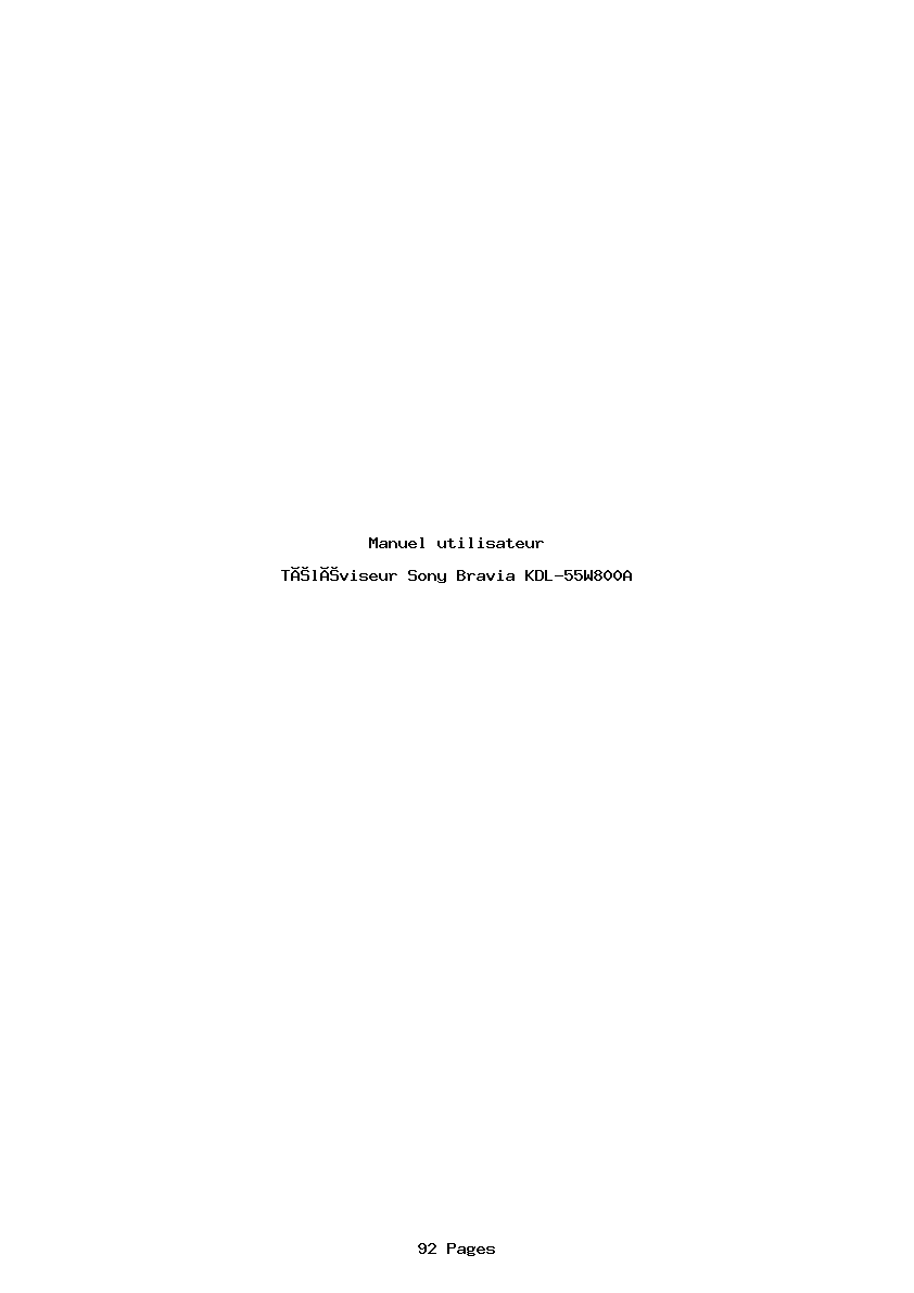 Page 1 de la notice Manuel utilisateur Sony Bravia KDL-55W800A