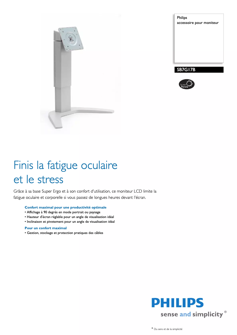 Página 1 del manual Ficha técnica Philips SB7G17B