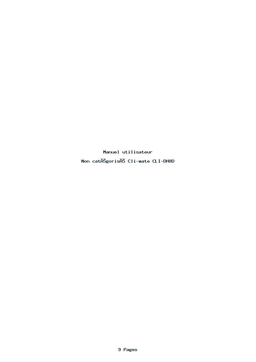 Page 1 de la notice Manuel utilisateur Cli-mate CLI-DH8D