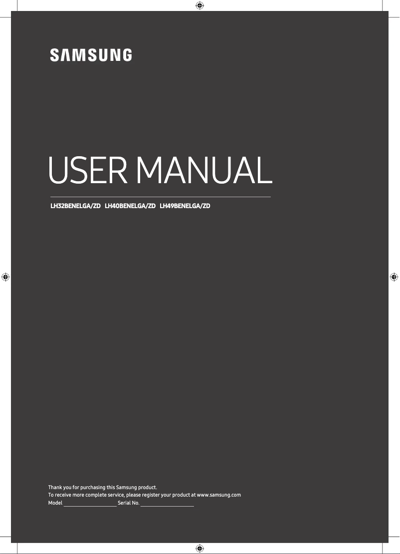 Page 1 de la notice Manuel utilisateur Samsung BE49N