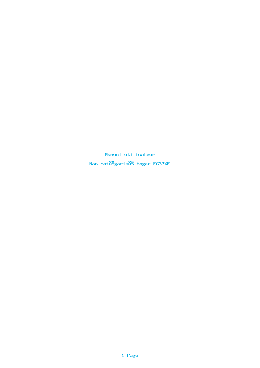 Page 1 de la notice Manuel utilisateur Hager FG33XF