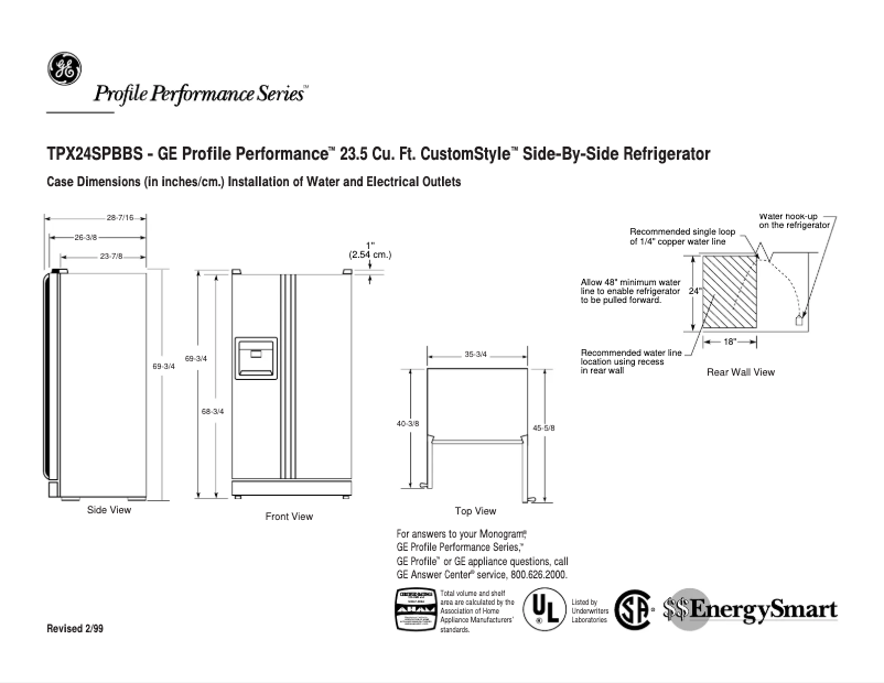 Página 1 del manual Ficha técnica GE Profile Performance TPX24SPBBS