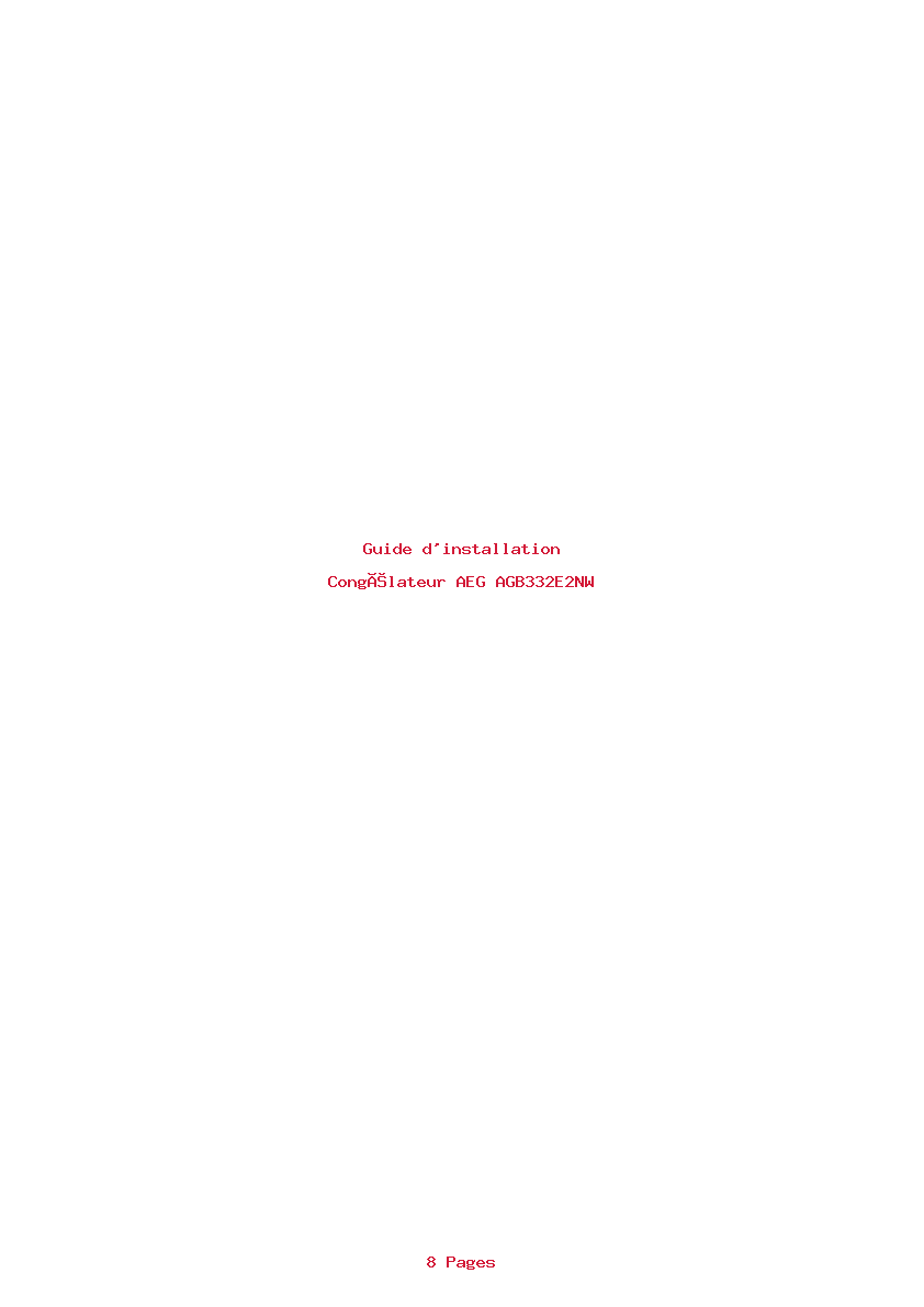 Page 1 de la notice Guide d'installation AEG AGB332E2NW
