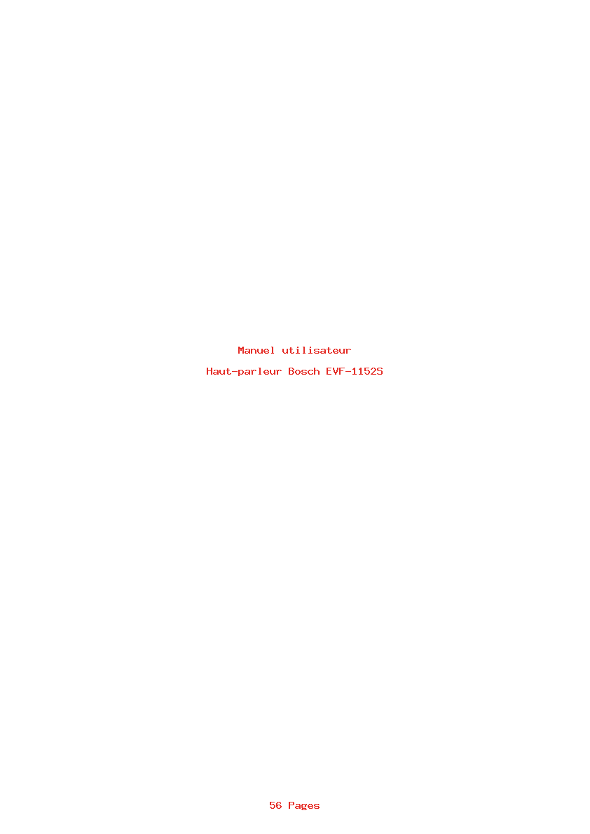 Page 1 de la notice Manuel utilisateur Bosch EVF-1152S