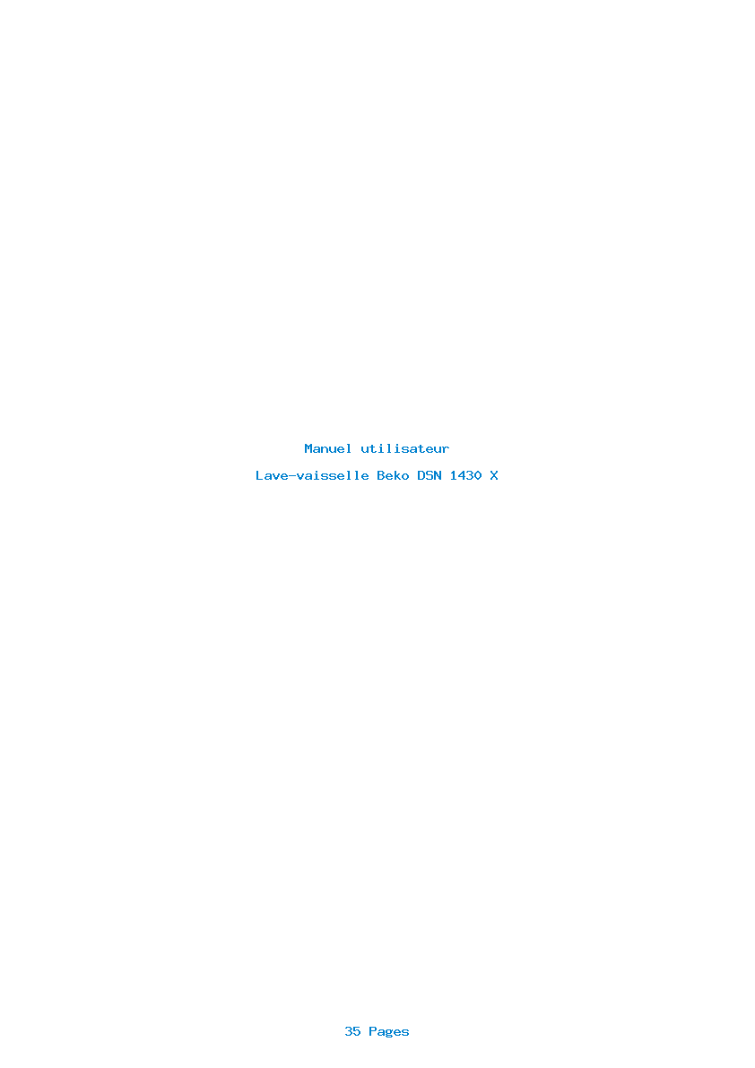 Page 1 de la notice Manuel utilisateur Beko DSN 1430 X