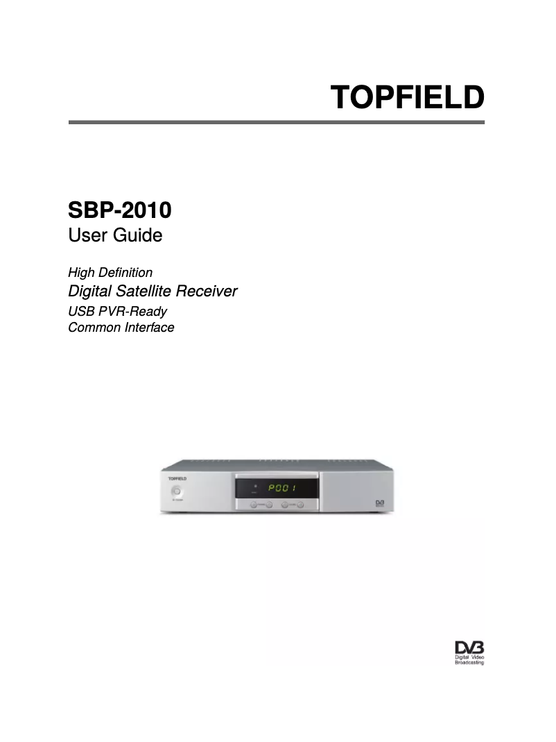 Page 1 de la notice Manuel utilisateur Topfield SBP-2010