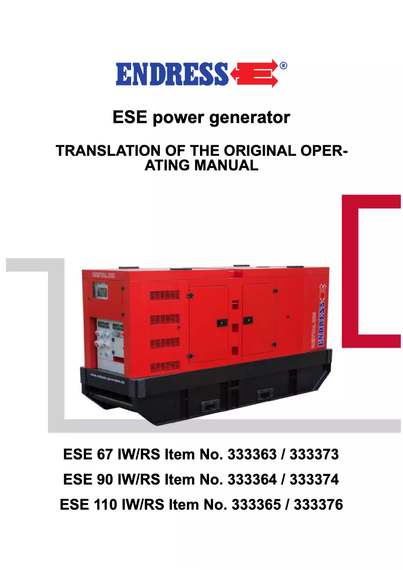 Page 1 de la notice Manuel utilisateur Endress ESE 67 IW/RS