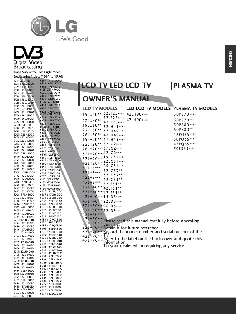 Page 1 de la notice Manuel utilisateur LG 322200