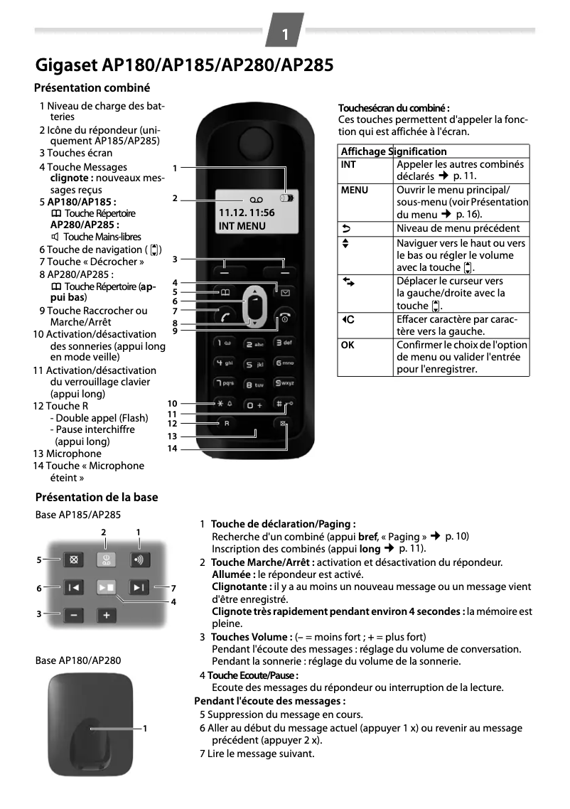 Página nº 1 - Manual de usuario Siemens Gigaset AP285