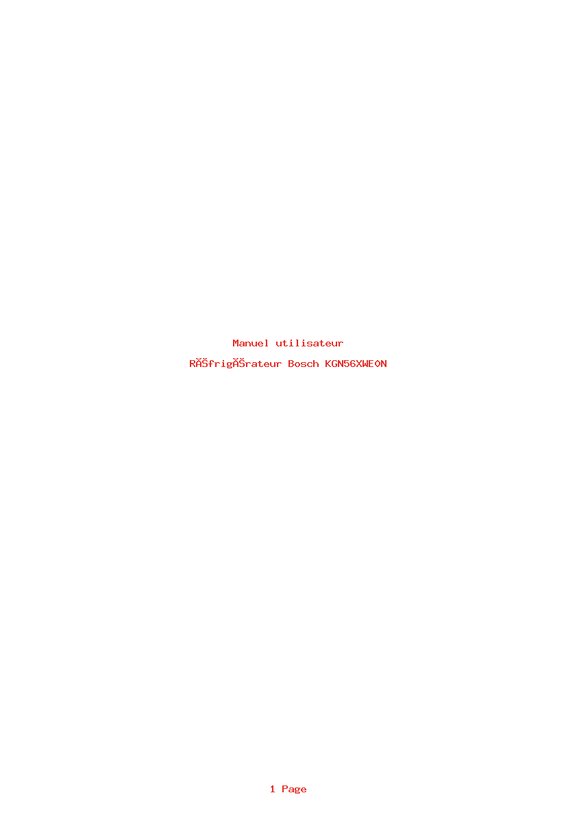Page 1 de la notice Manuel utilisateur Bosch KGN56XWE0N
