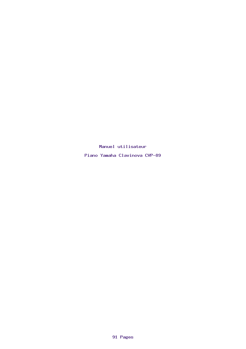 Page 1 de la notice Manuel utilisateur Yamaha Clavinova CVP-89