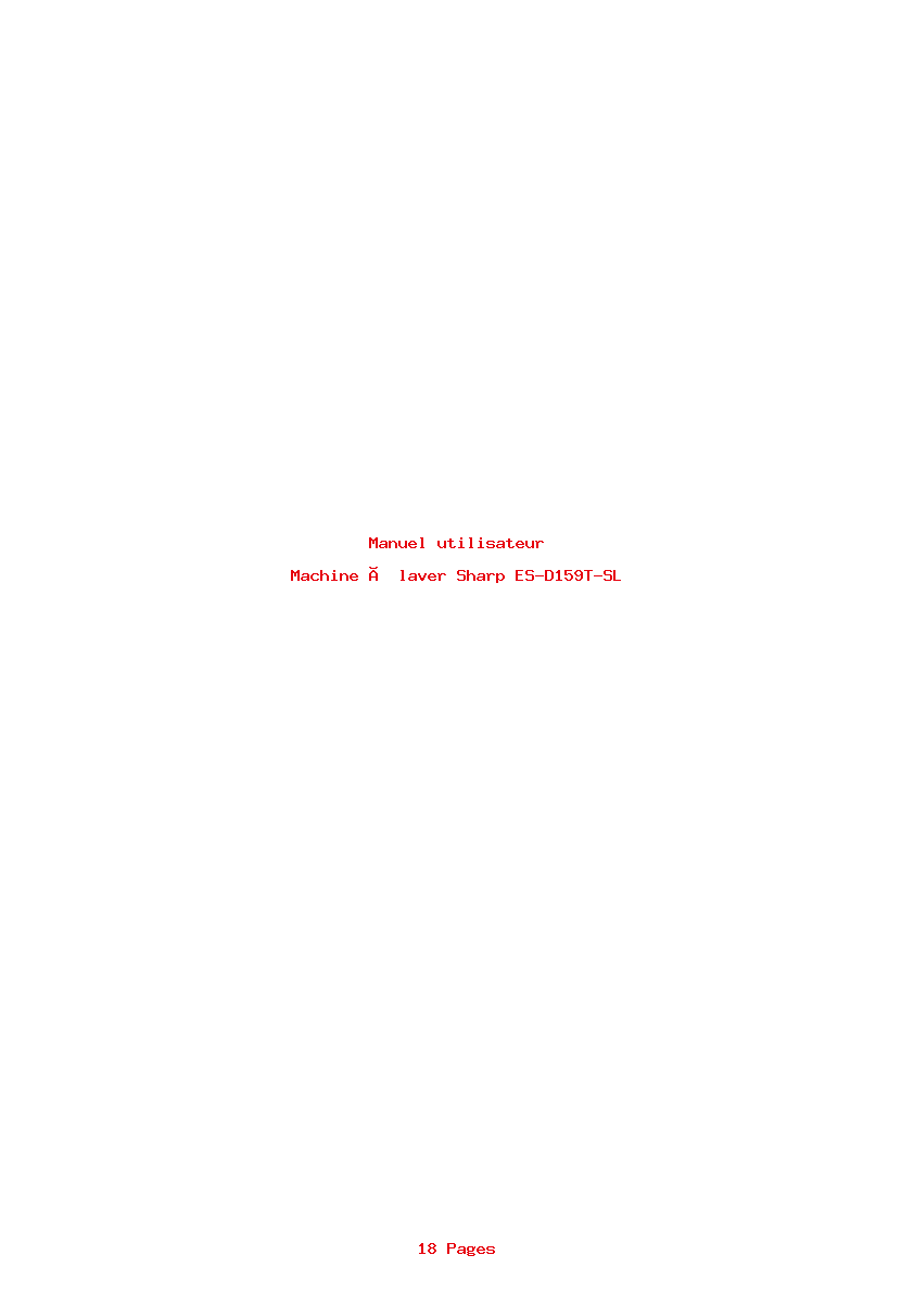 Page 1 de la notice Manuel utilisateur Sharp ES-D159T-SL