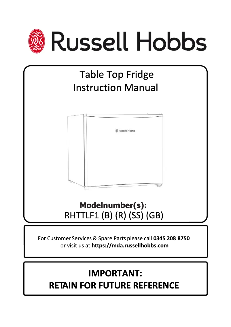 Page 1 de la notice Manuel utilisateur Russell Hobbs RHTTLF1