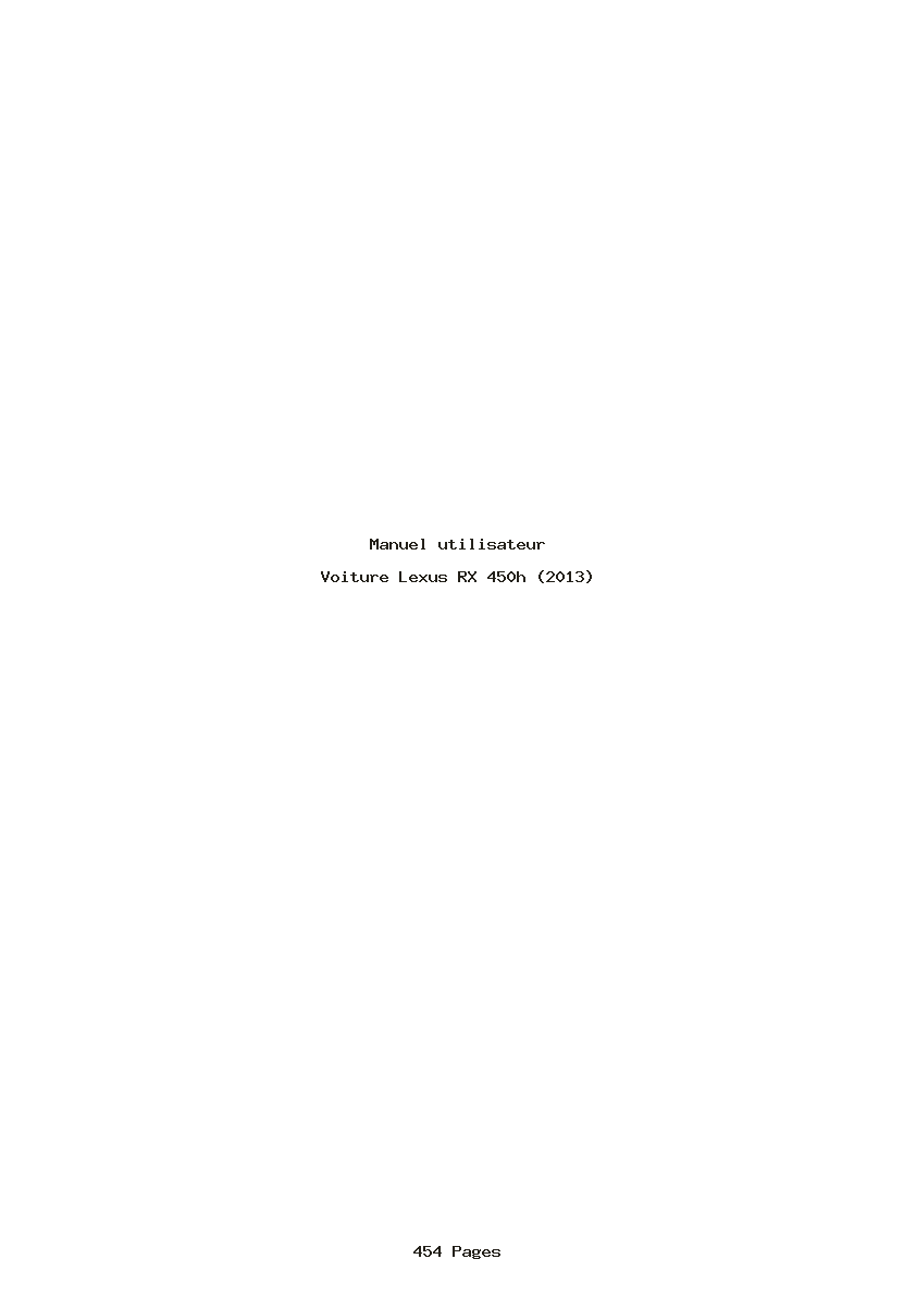 Page 1 de la notice Manuel utilisateur Lexus RX 450h (2013)