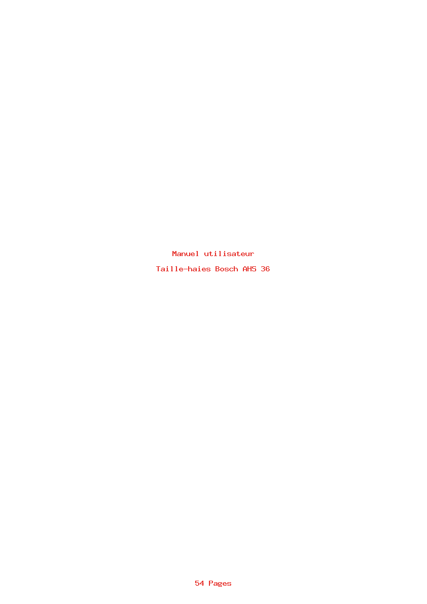 Page 1 de la notice Manuel utilisateur Bosch AHS 36