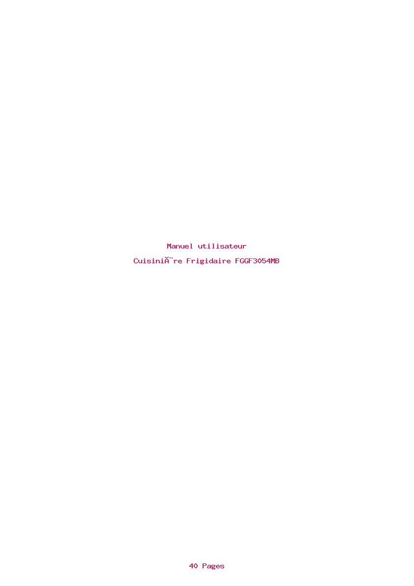 Page 1 de la notice Manuel utilisateur Frigidaire FGGF3054MB
