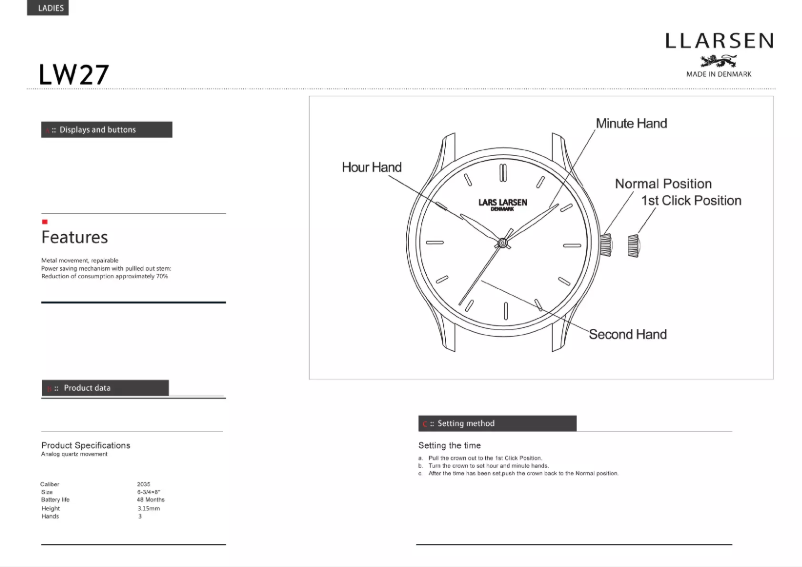 Page 1 de la notice Manuel utilisateur Lars Larsen MATHILDE 127GGBLL