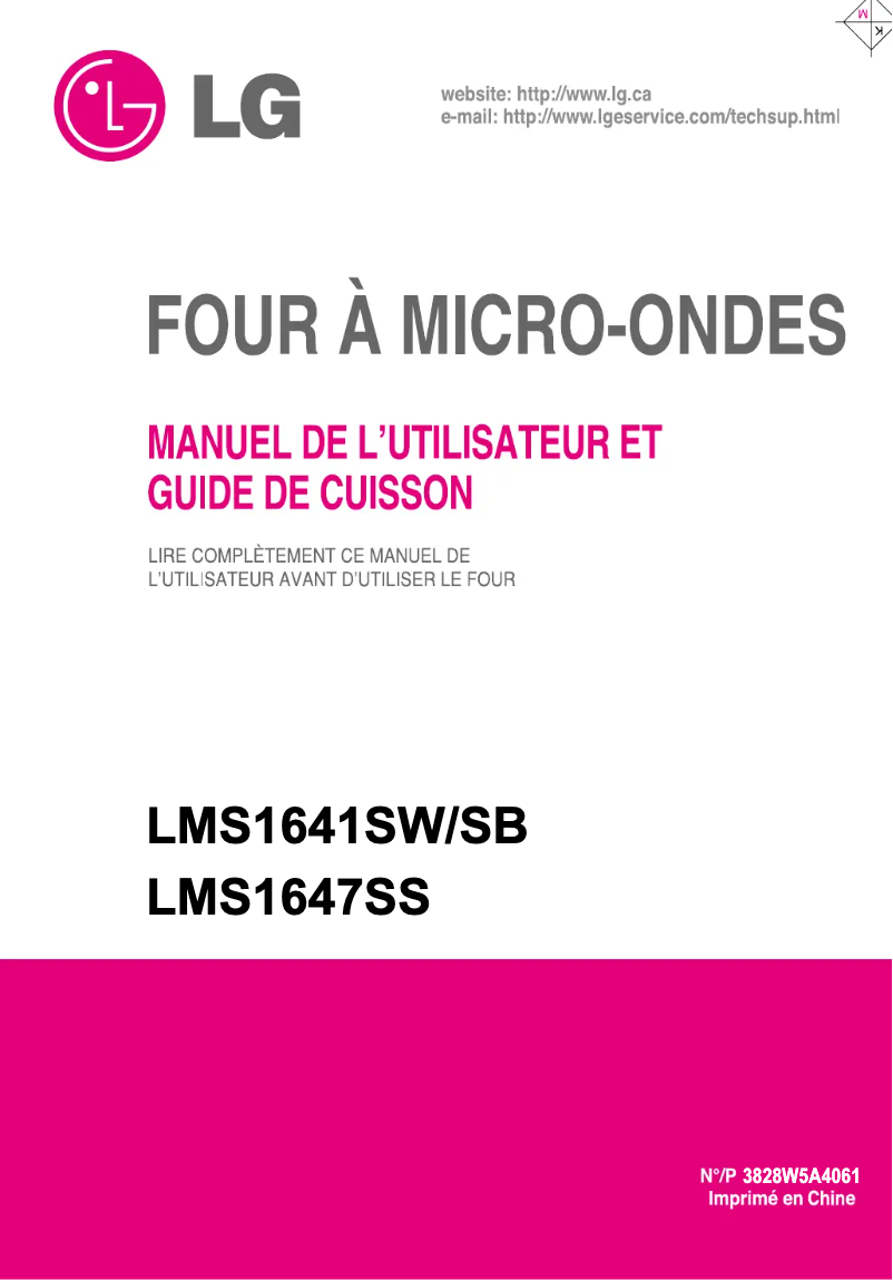 Page 1 de la notice Manuel utilisateur LG LMS1641SW