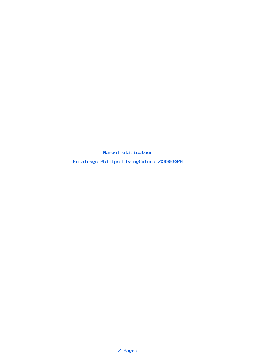 Page 1 de la notice Manuel utilisateur Philips LivingColors 7099930PH