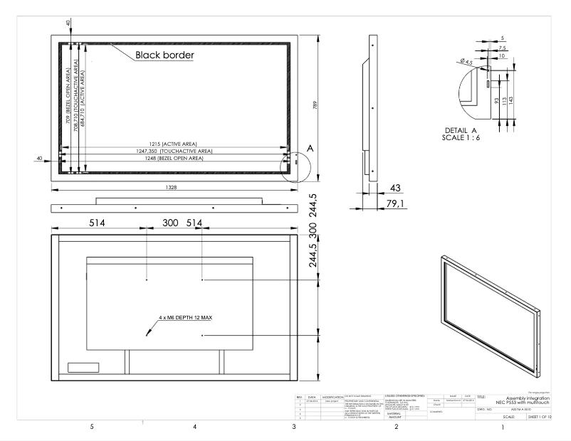Page 1 de la notice Dessin technique NEC MultiSync P553