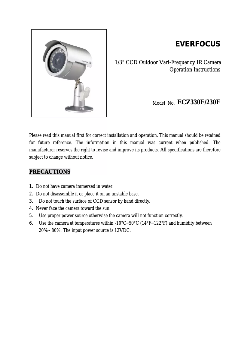 Página 1 del manual Manual de usuario EverFocus ECZ230