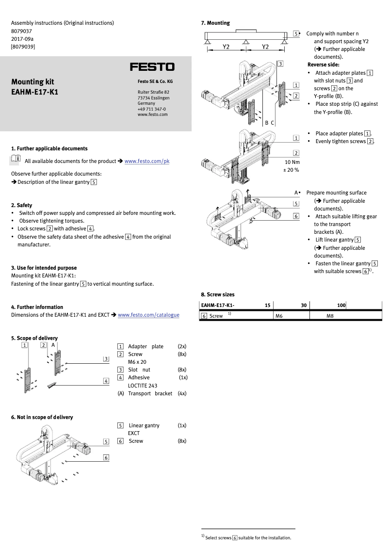 Page 1 de la notice Manuel utilisateur Festo EAHM-E17-K1-15