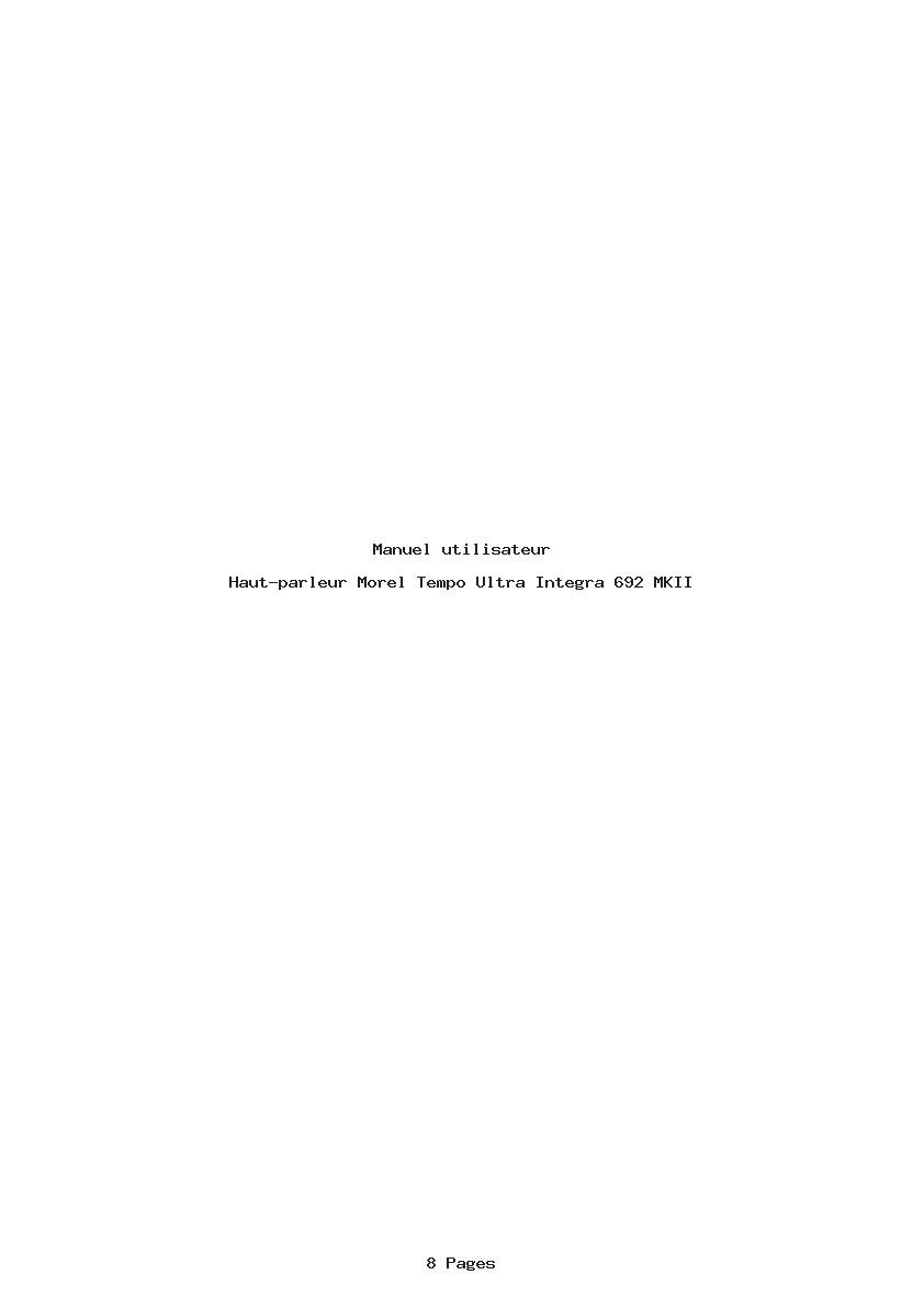 Page 1 de la notice Manuel utilisateur Morel Tempo Ultra Integra 692 MKII