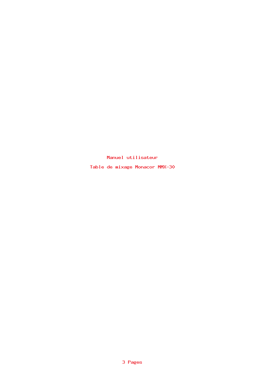 Page 1 de la notice Manuel utilisateur Monacor MMX-30