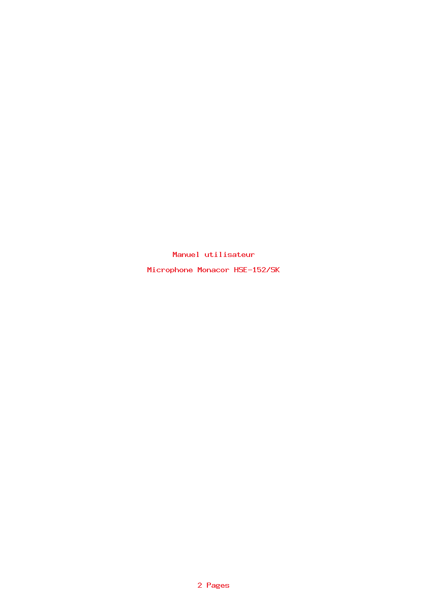 Page 1 de la notice Manuel utilisateur Monacor HSE-152/SK