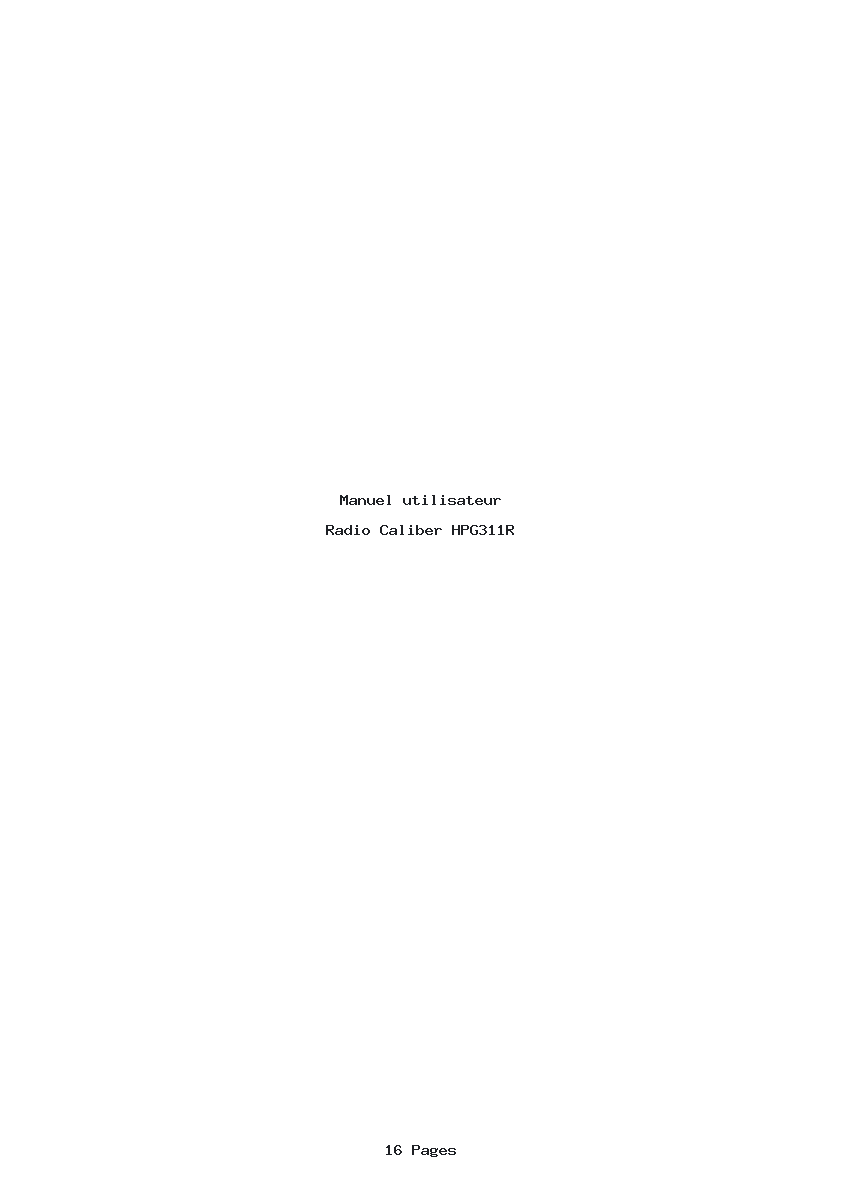 Page 1 de la notice Manuel utilisateur Caliber HPG311R