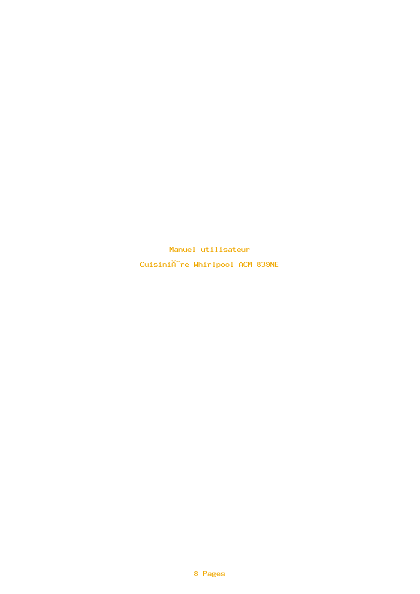 Page 1 de la notice Manuel utilisateur Whirlpool ACM 839NE