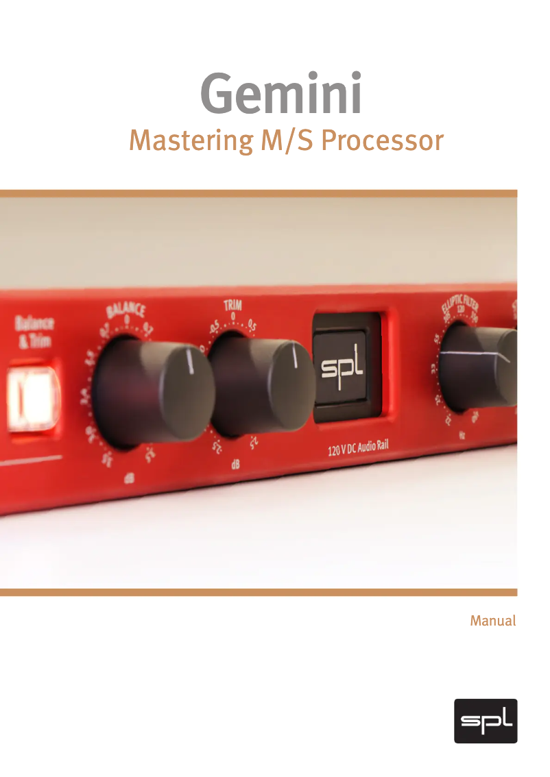 Page 1 de la notice Manuel utilisateur SPL Mastering M/S Processor