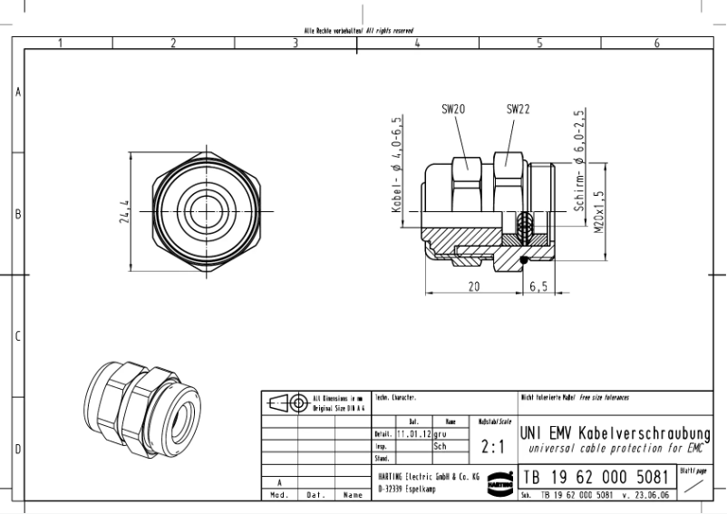 Page 1 de la notice Manuel utilisateur Harting 19 62 000 5081