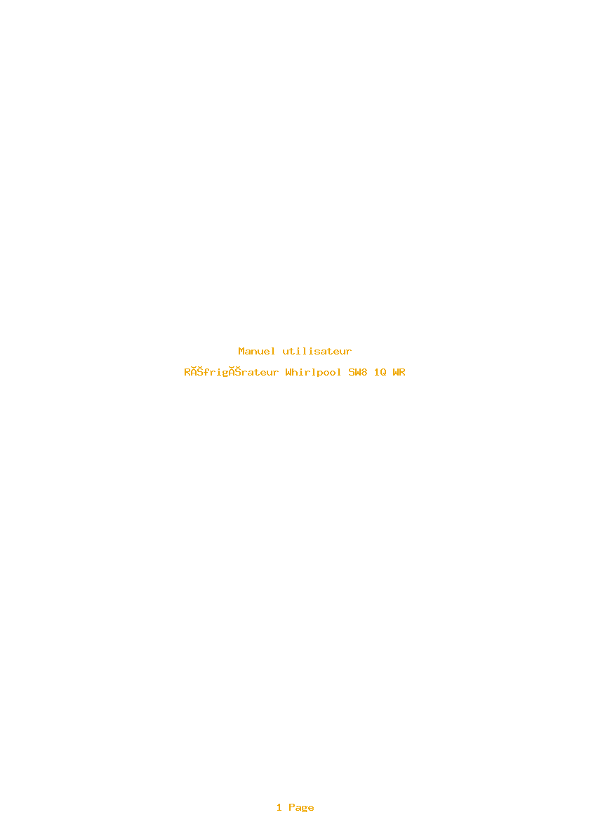 Image de la première page du manuel de l'appareil SW8 1Q WR