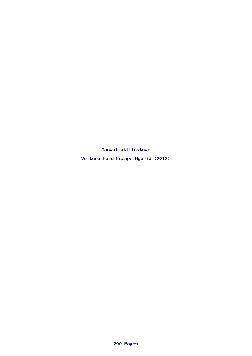 Page 1 de la notice Manuel utilisateur Ford Escape Hybrid (2012)