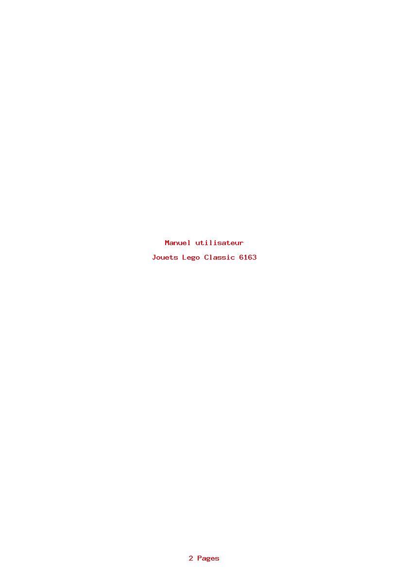 Page 1 de la notice Manuel utilisateur Lego Classic 6163