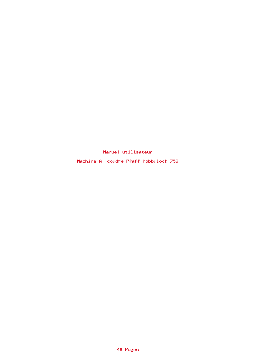 Page 1 de la notice Manuel utilisateur Pfaff hobbylock 756