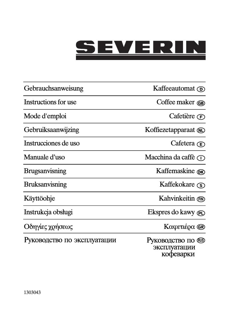 Page 1 of the manual User Manual Severin KA 5364