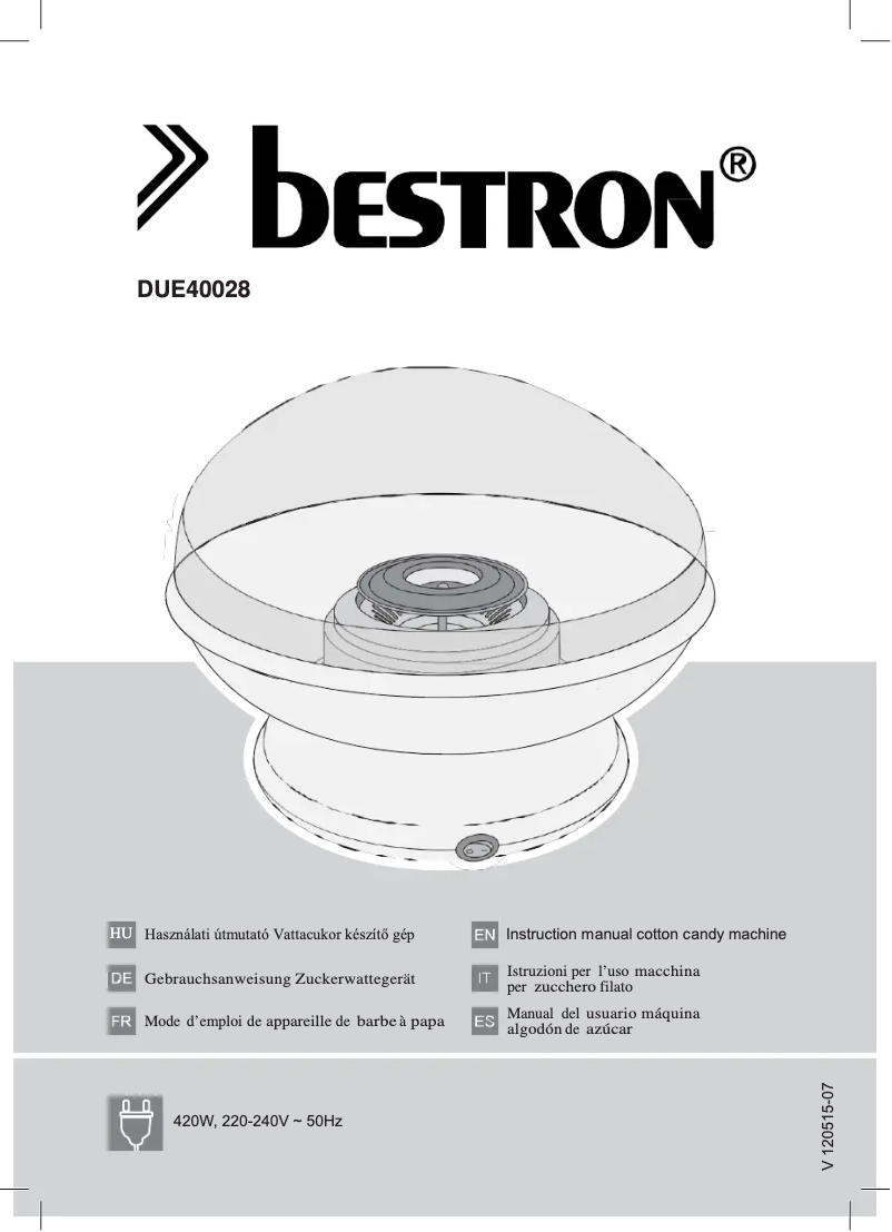 Page 1 de la notice Manuel utilisateur Bestron DUE40028