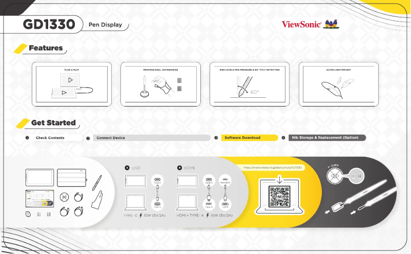 Page 1 de la notice Guide de démarrage rapide Viewsonic GD1330