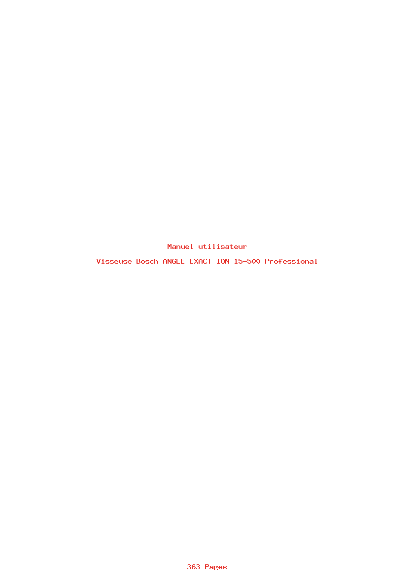 Page 1 de la notice Manuel utilisateur Bosch ANGLE EXACT ION 15-500 Professional