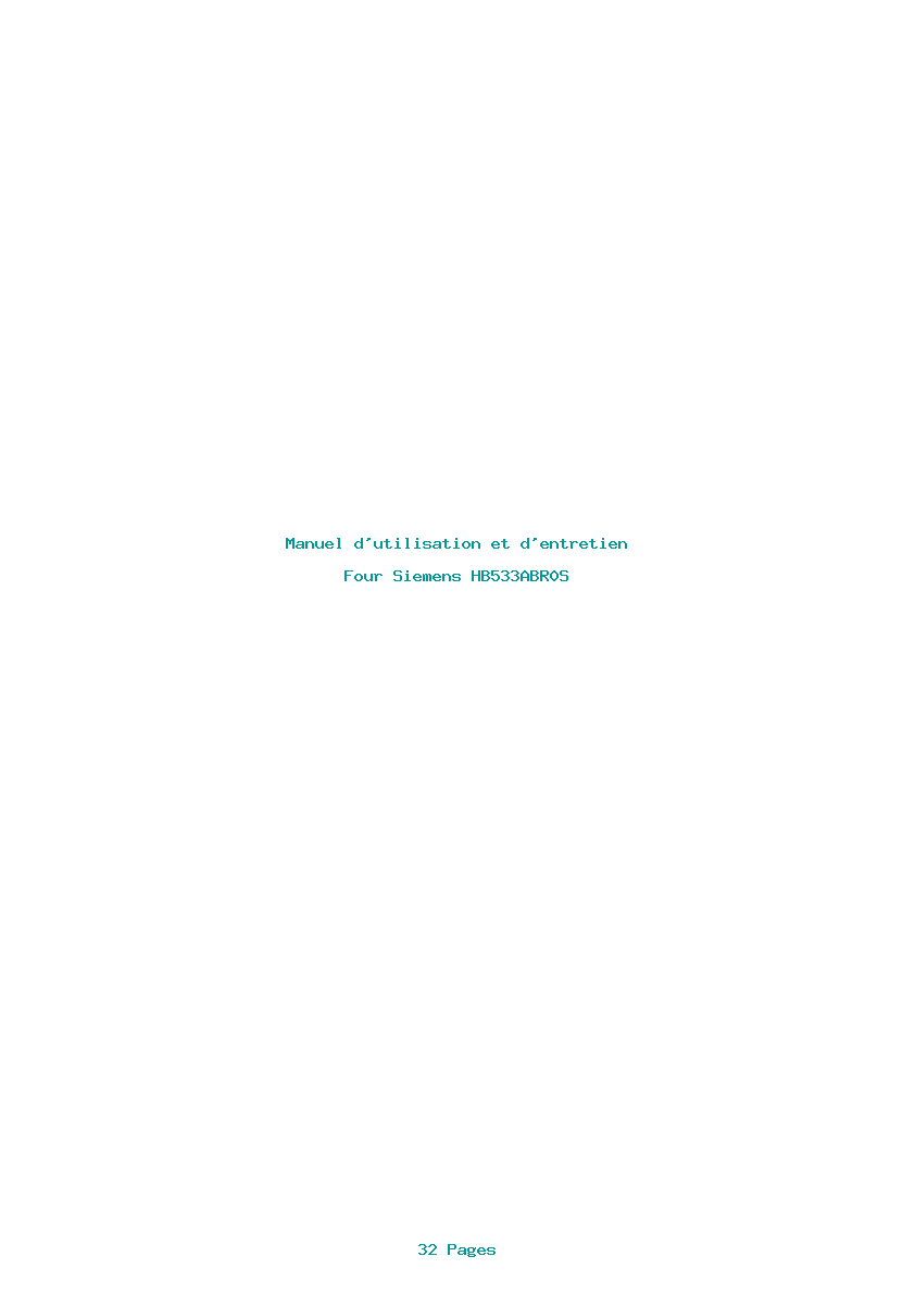 Page 1 de la notice Manuel d'utilisation et d'entretien Siemens HB533ABR0S