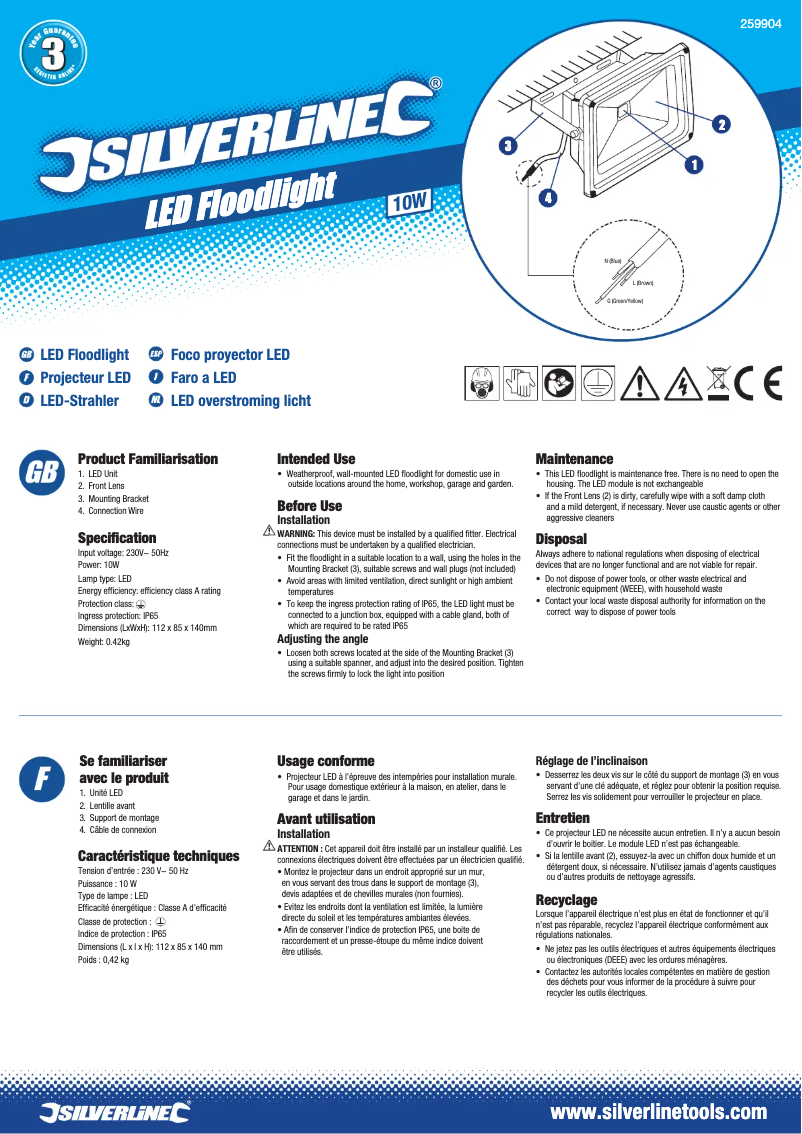 Page 1 de la notice Manuel utilisateur Silverline 259904