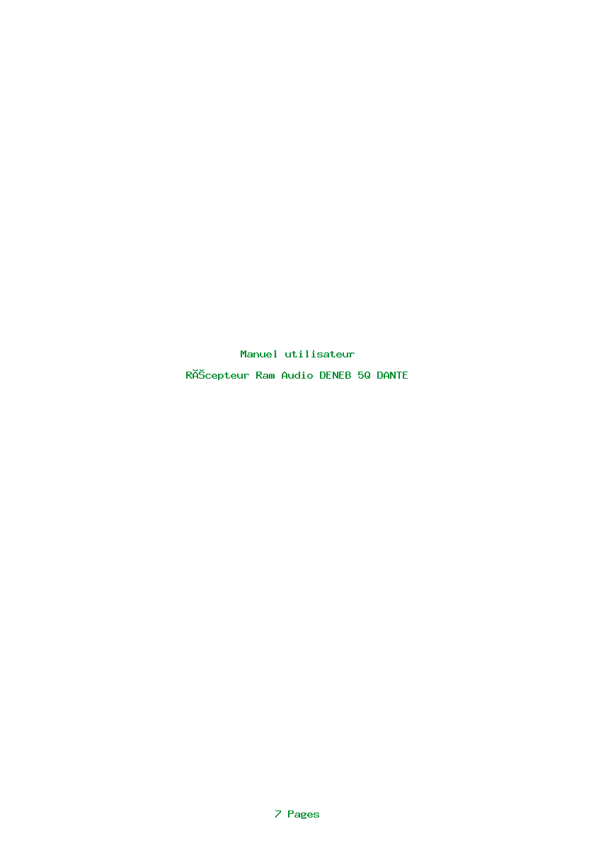 Page 1 de la notice Manuel utilisateur Ram Audio DENEB 5Q DANTE