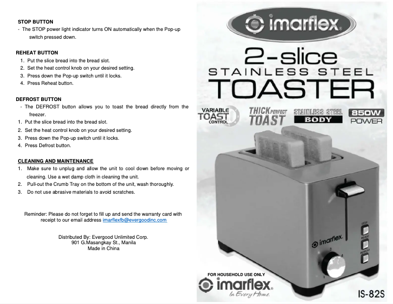 Page 1 de la notice Manuel utilisateur Imarflex IS-82S