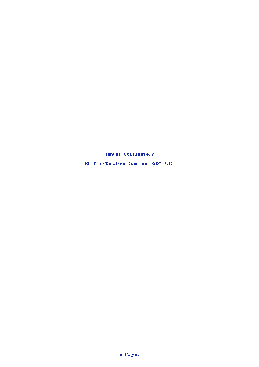 Page 1 de la notice Manuel utilisateur Samsung RA21FCTS