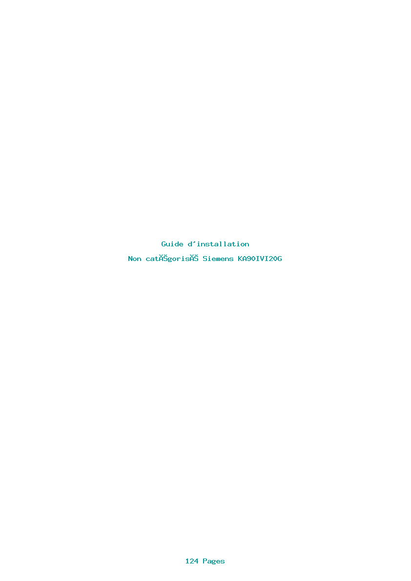 Page 1 de la notice Guide d'installation Siemens KA90IVI20G